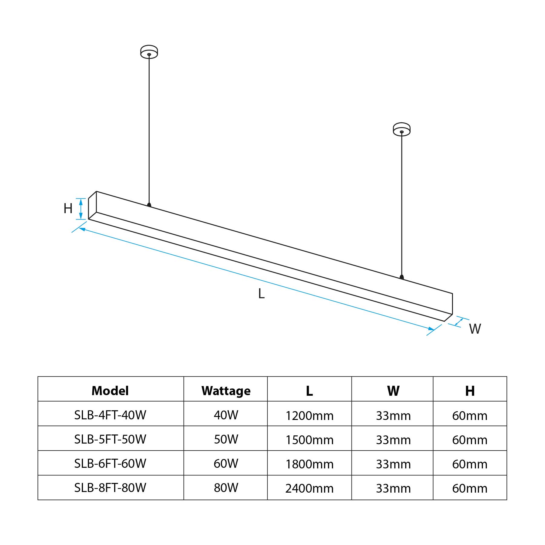 G.W.S LED Wholesale LED Linear Lights Black LED Ultra Slim Linear Pendant Light