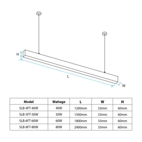 G.W.S LED Wholesale LED Linear Lights Black LED Ultra Slim Linear Pendant Light