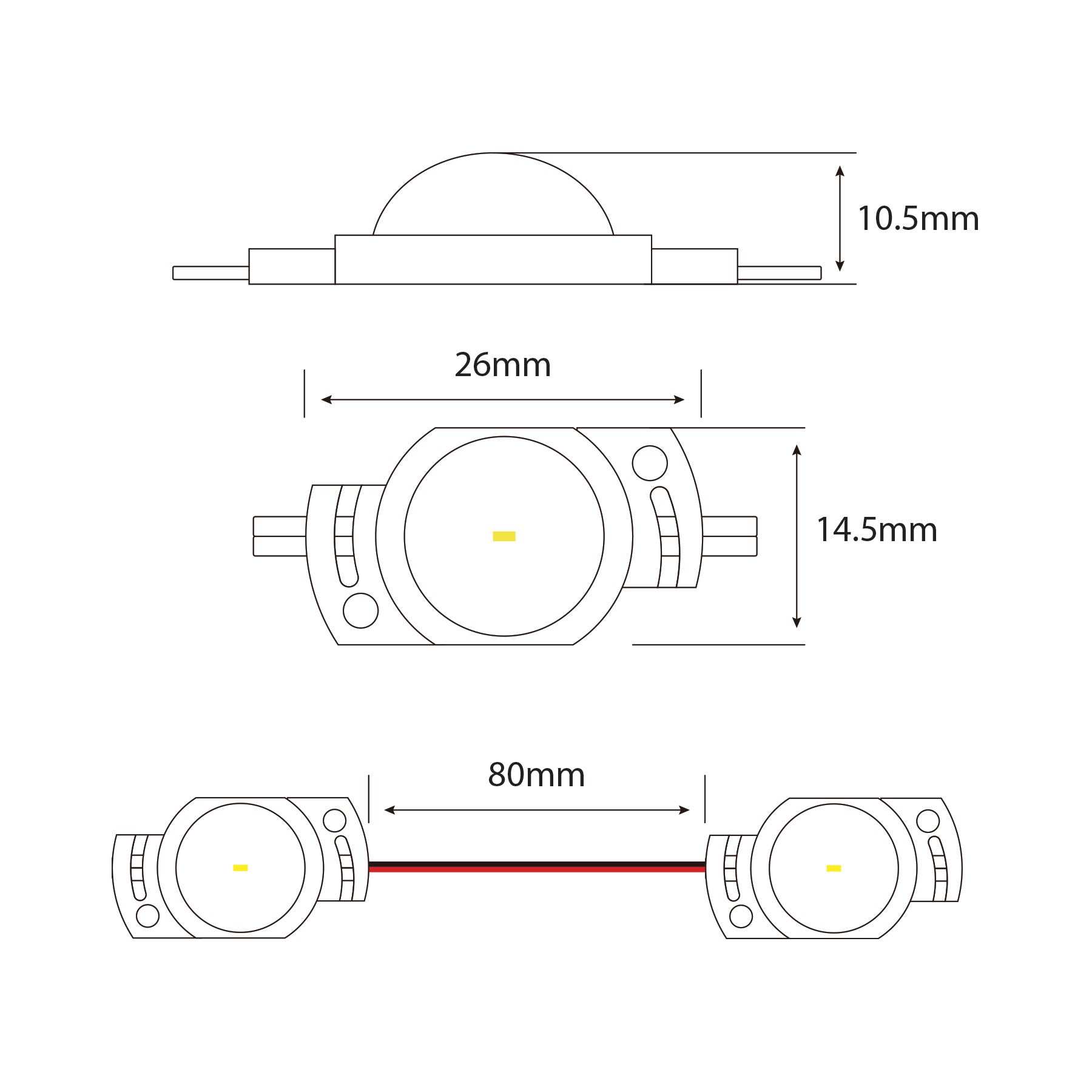 G.W.S LED Wholesale LED Module Lights 2835 0.5W 1 LED Injection Module – 12V Cool White, IP67 for Signage
