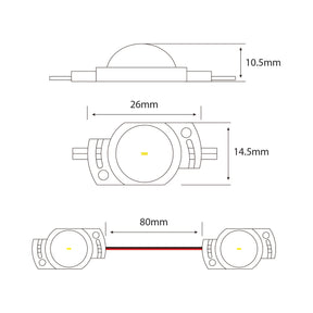 G.W.S LED Wholesale LED Module Lights 2835 0.5W 1 LED Injection Module – 12V Cool White, IP67 for Signage