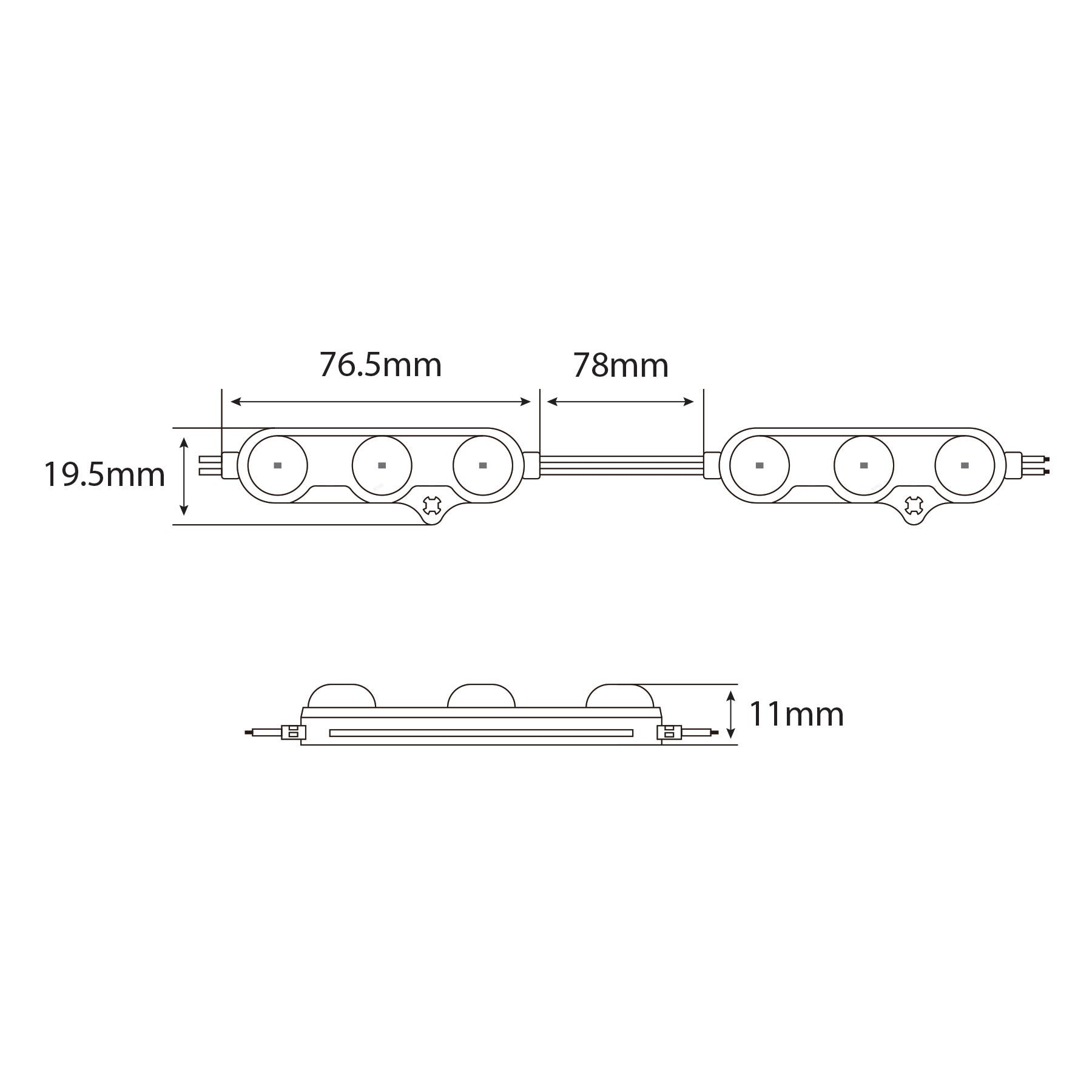 G.W.S LED Wholesale LED Module Lights 2835 1.5W 3 LED Injection Module – 12V Cool White, IP67 for Signage