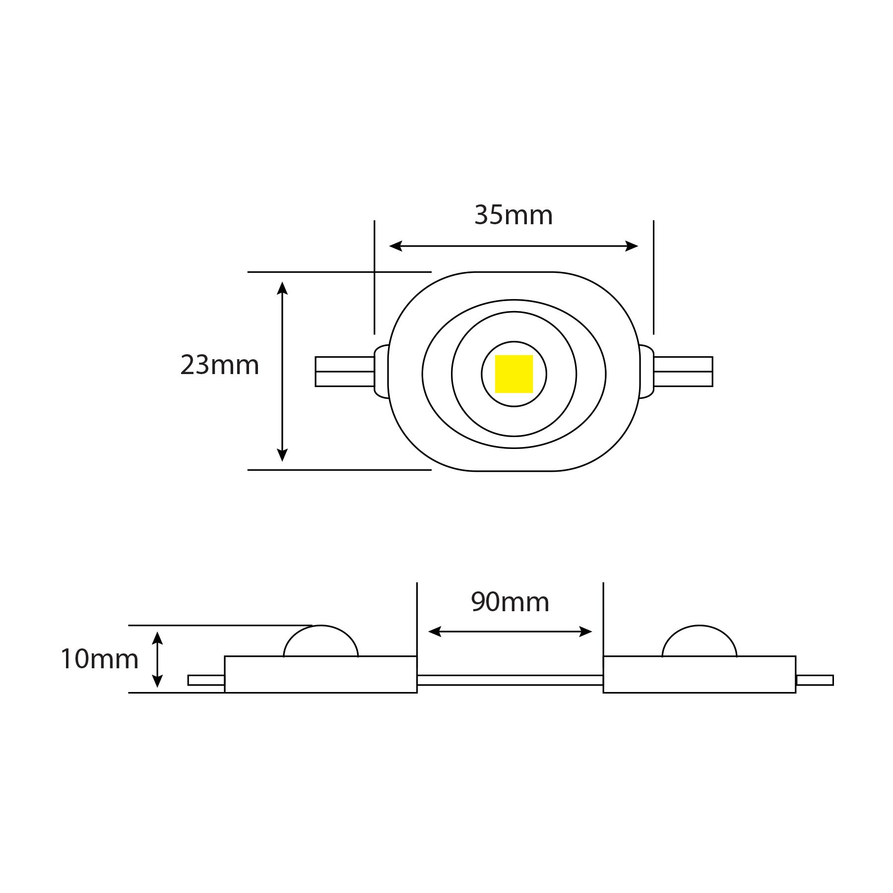 G.W.S LED Wholesale LED Module Lights 2835 1W 1 LED Injection Module – 12V Cool White, IP67 for Signage