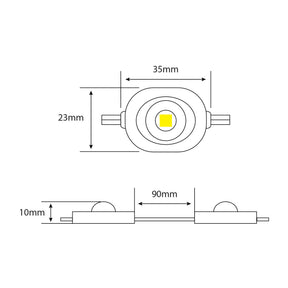 G.W.S LED Wholesale LED Module Lights 2835 1W 1 LED Injection Module – 12V Cool White, IP67 for Signage