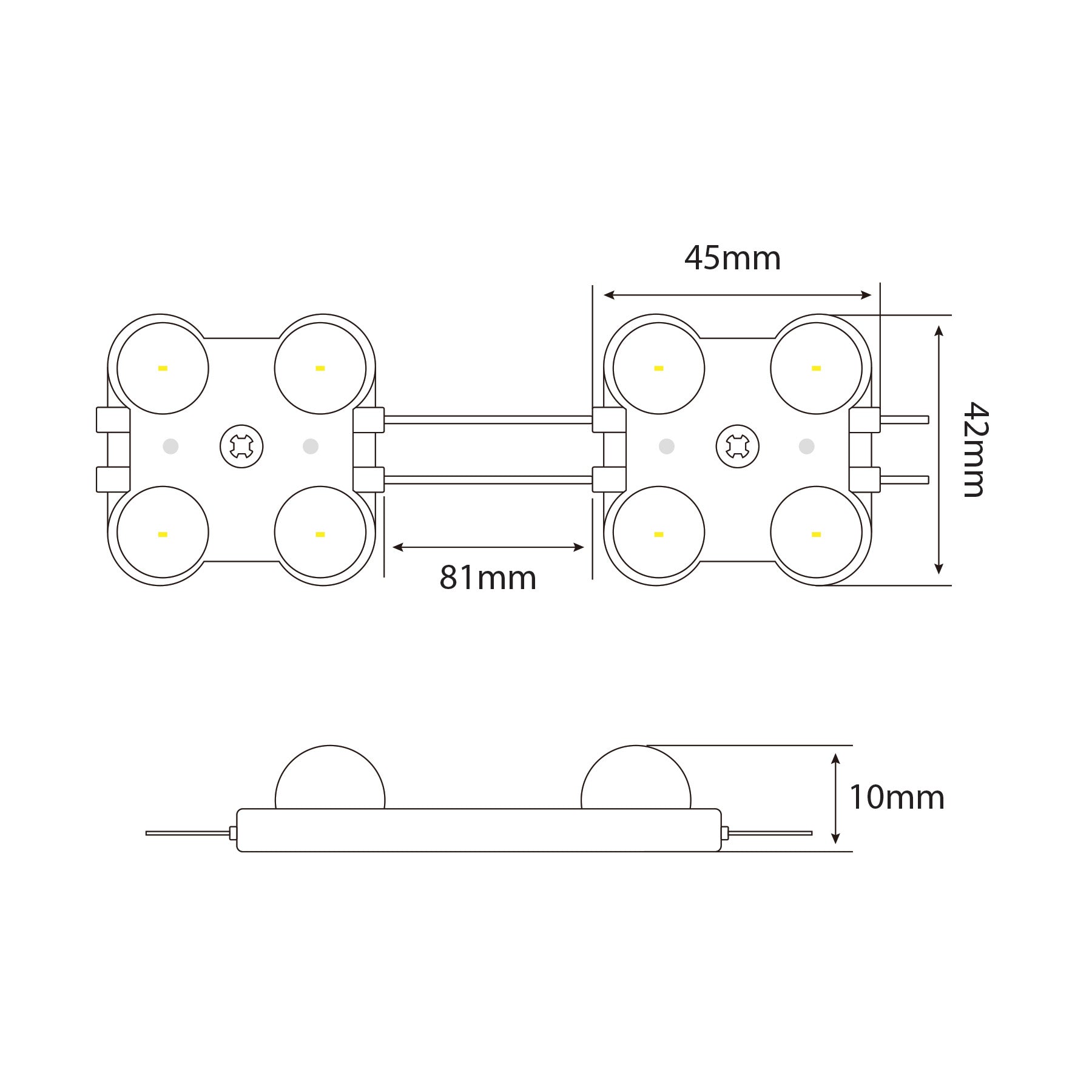 G.W.S LED Wholesale LED Module Lights 2835 2W 4 LED Injection Module – 12V Cool White, IP67 for Signage