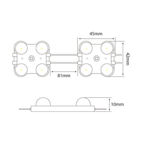 G.W.S LED Wholesale LED Module Lights 2835 2W 4 LED Injection Module – 12V Cool White, IP67 for Signage