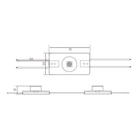 G.W.S LED Wholesale LED Module Lights 2835 3W 1 LED Sidelight Injection Module – 12V Cool White, IP67, 15°x45° Beam