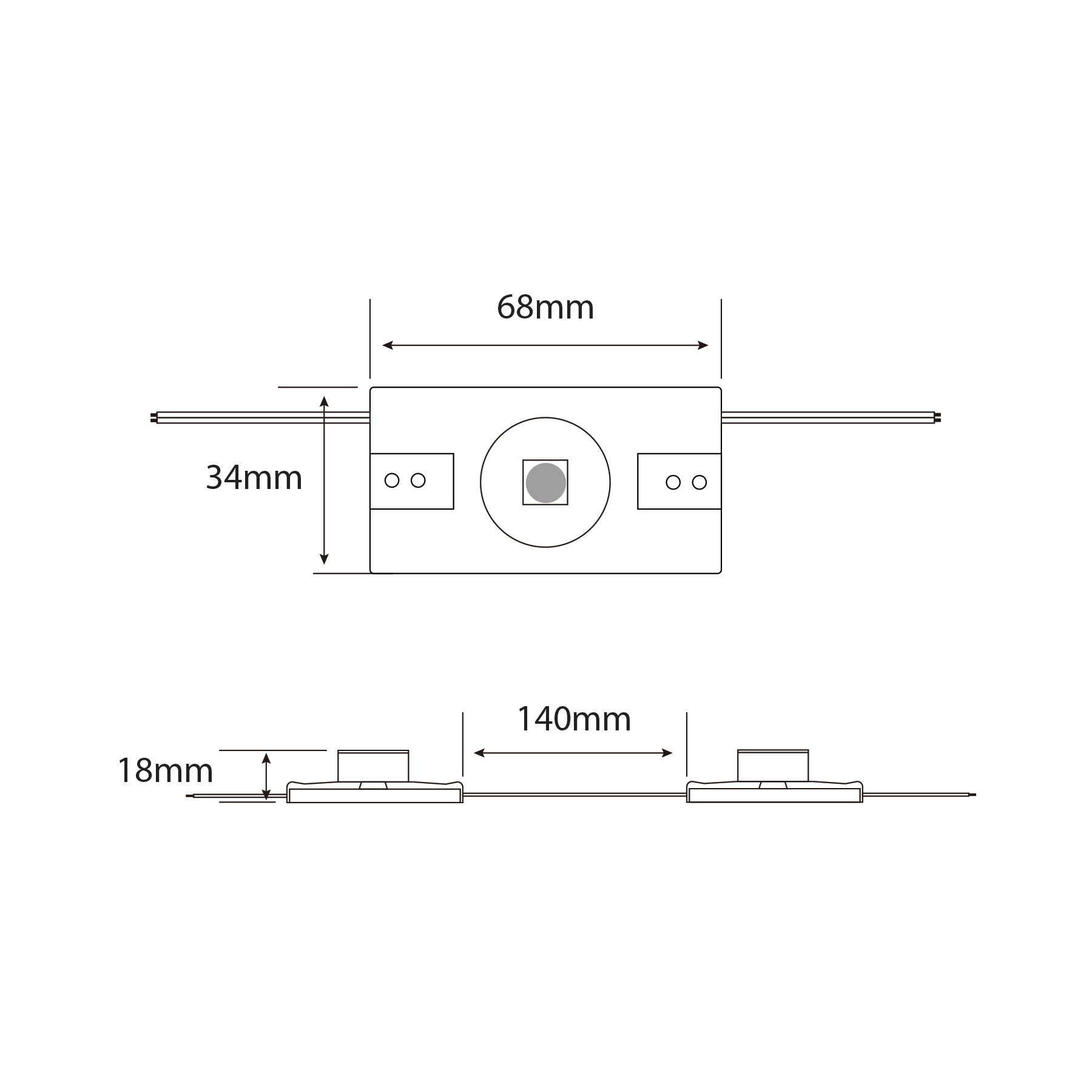 G.W.S LED Wholesale LED Module Lights 2835 3W 1 LED Sidelight Injection Module – 12V Cool White, IP67, 15°x45° Beam
