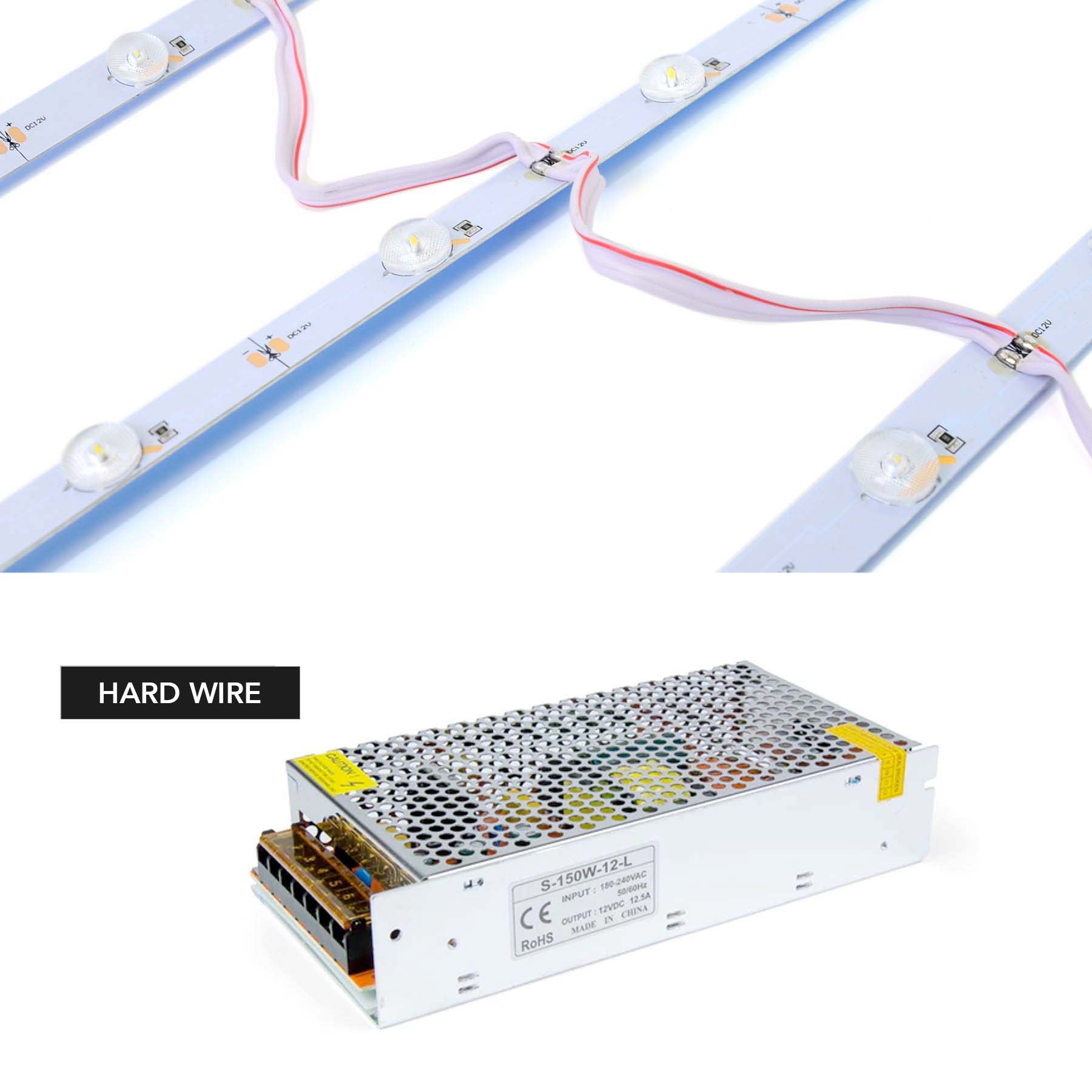 G.W.S LED Wholesale LED Module Lights IP20 (Non-Waterproof) / Cool White (6000K) / Full Kit With Hard Wire LED Driver DC12V 3030 LED Sign Board Light Bar (10pcs)