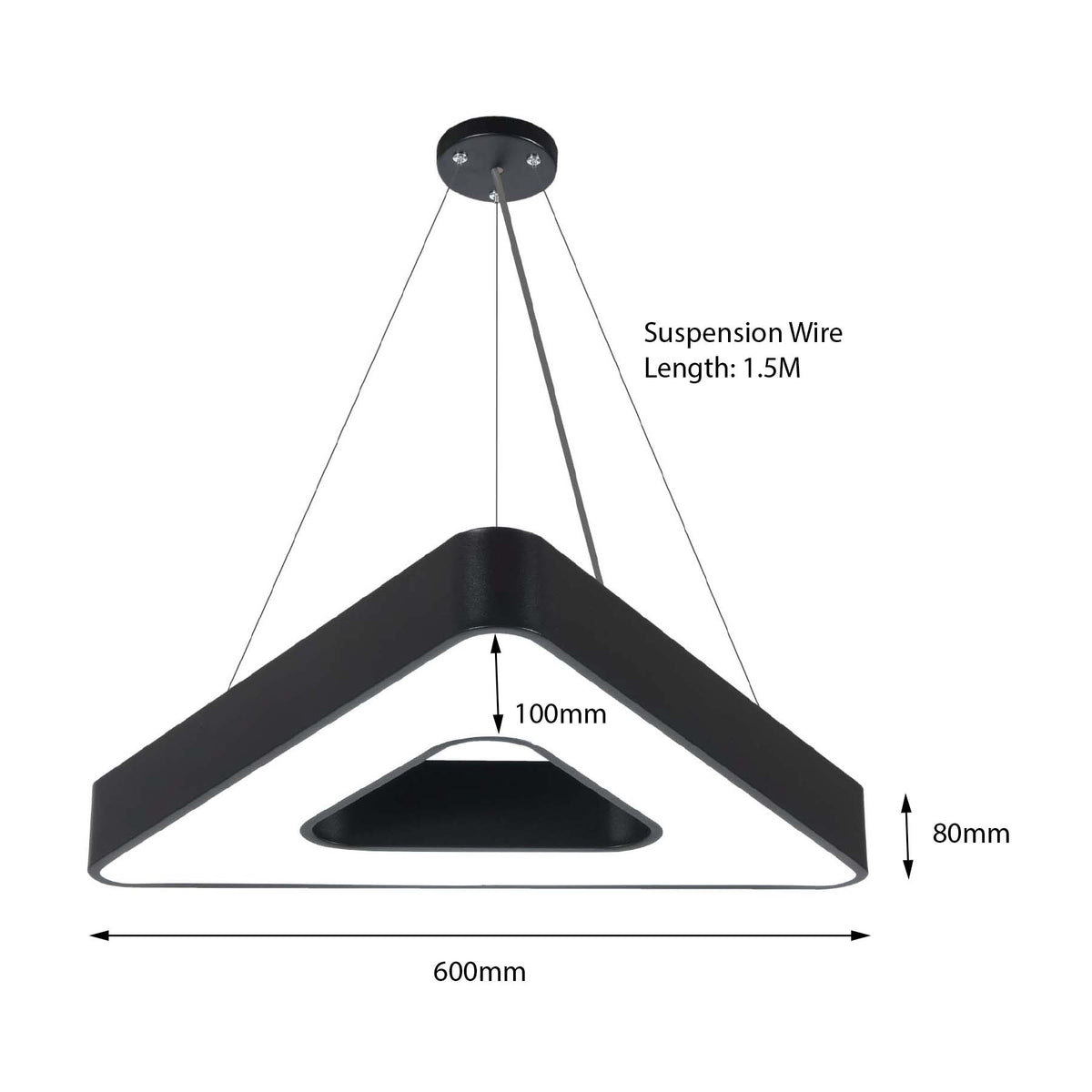 G.W.S LED Wholesale LED Pendant Light 36W / 3CCT (3000K+4000K+6500K) Black LED Triangular Halo Pendant Light 3CCT