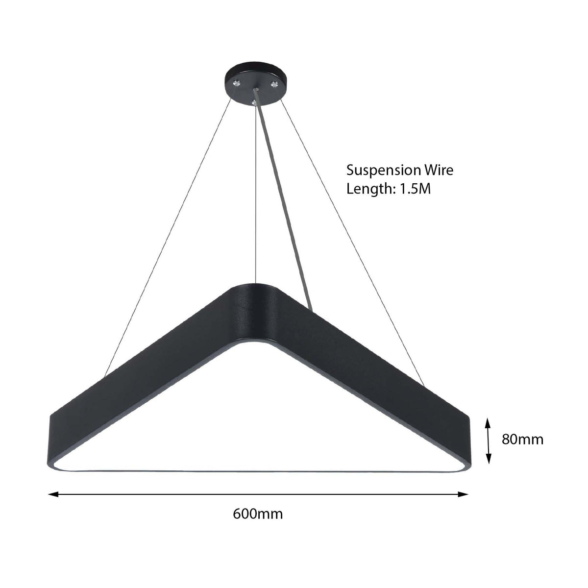 G.W.S LED Wholesale LED Pendant Light 48W / 3CCT (3000K+4000K+6500K) Black LED Triangular Pendant Light 3CCT