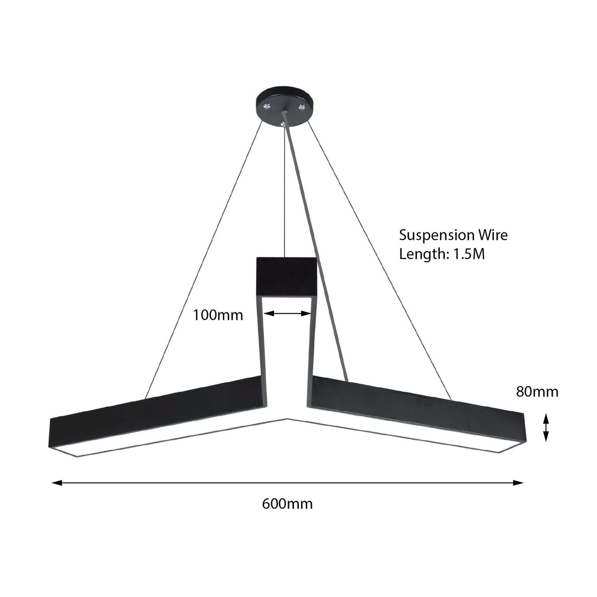 G.W.S LED Wholesale LED Pendant Light 48W / 3CCT (3000K+4000K+6500K) Black LED Y Shape Pendant Light 3CCT