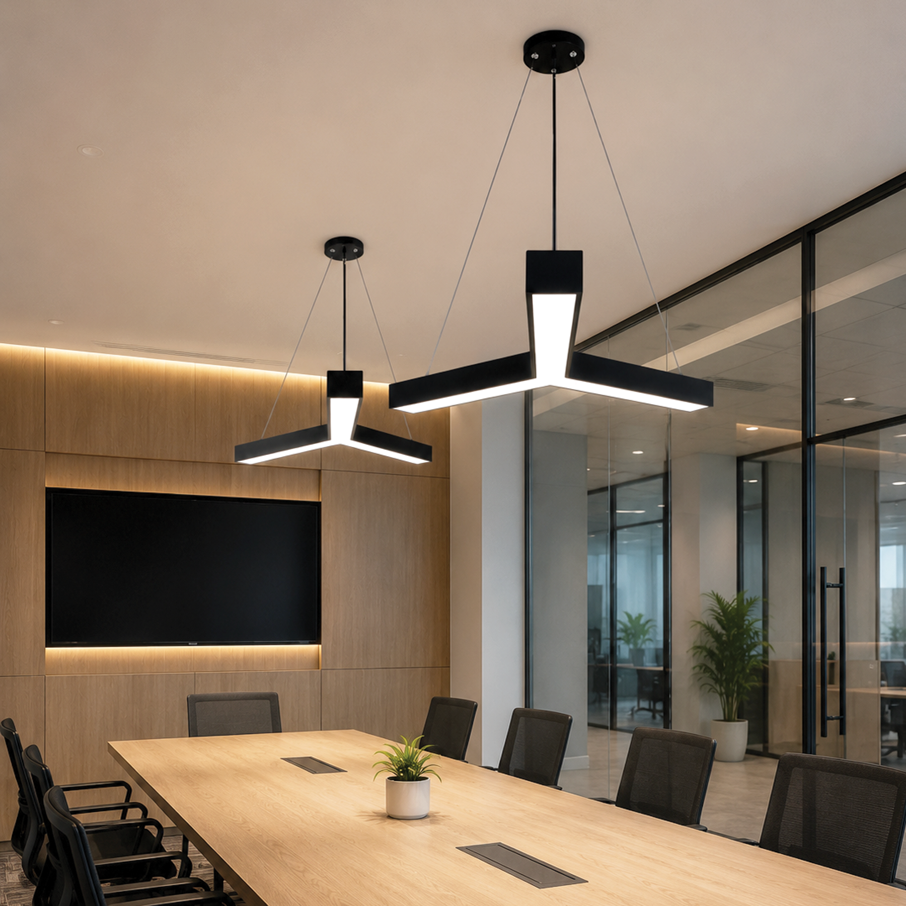 G.W.S LED Wholesale LED Pendant Light 48W / 3CCT (3000K+4000K+6500K) Black LED Y Shape Pendant Light 3CCT