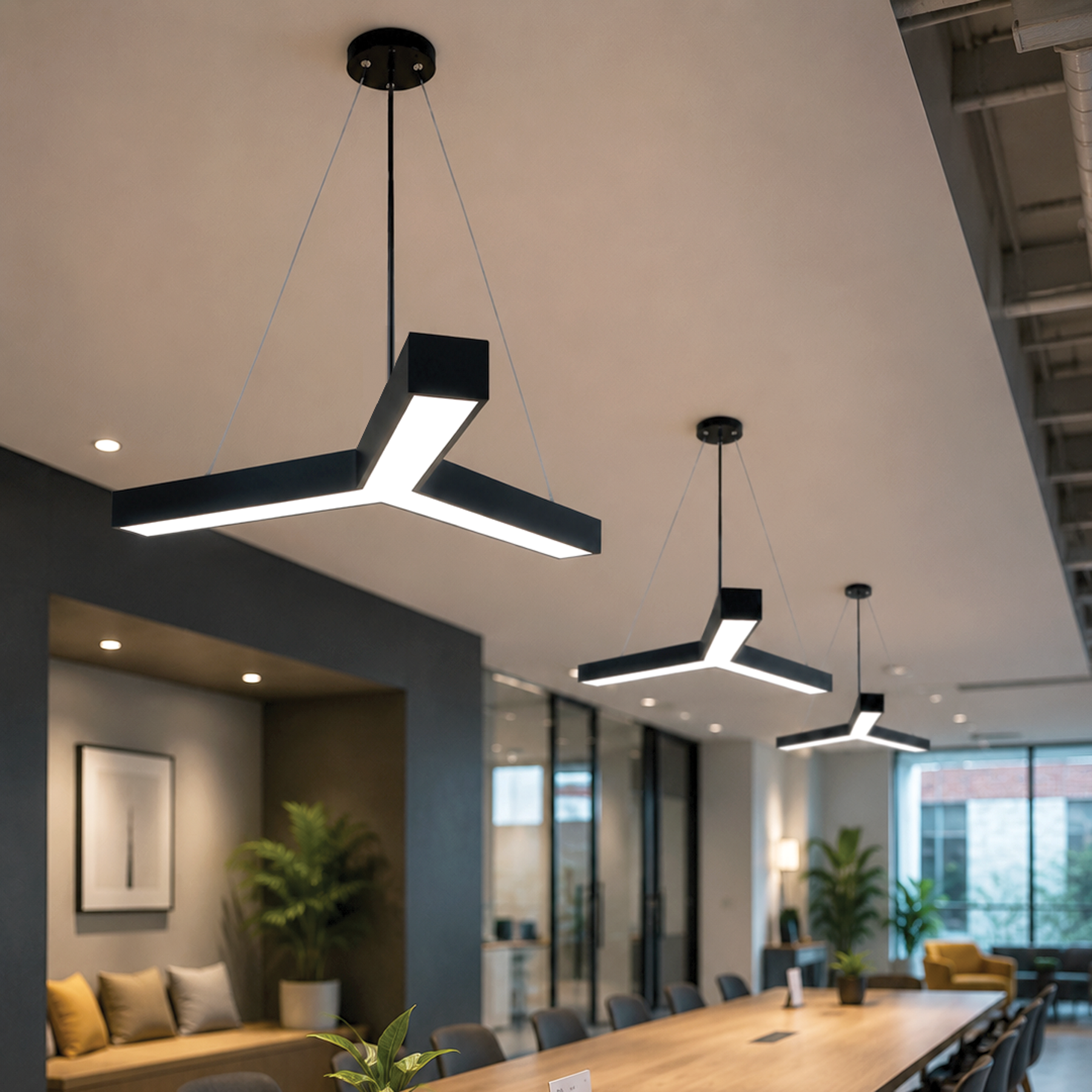G.W.S LED Wholesale LED Pendant Light 48W / 3CCT (3000K+4000K+6500K) Black LED Y Shape Pendant Light 3CCT