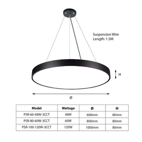 G.W.S LED Wholesale LED Pendant Light Black LED Circular Pendant Light 3CCT