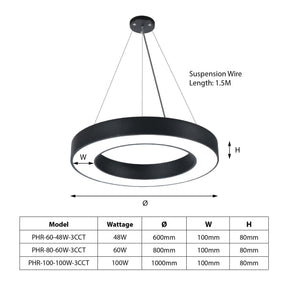 G.W.S LED Wholesale LED Pendant Light Black LED Halo Ring Pendant Light 3CCT