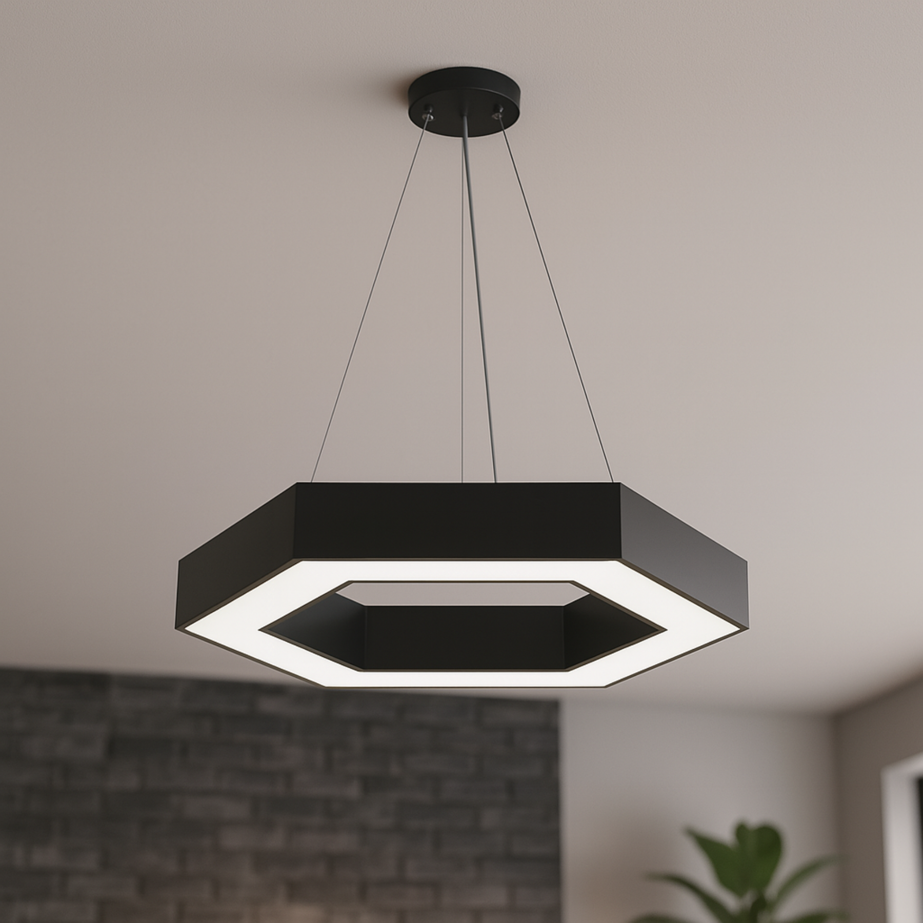 G.W.S LED Wholesale LED Pendant Light Black LED Hexagon Halo Pendant Light 3CCT