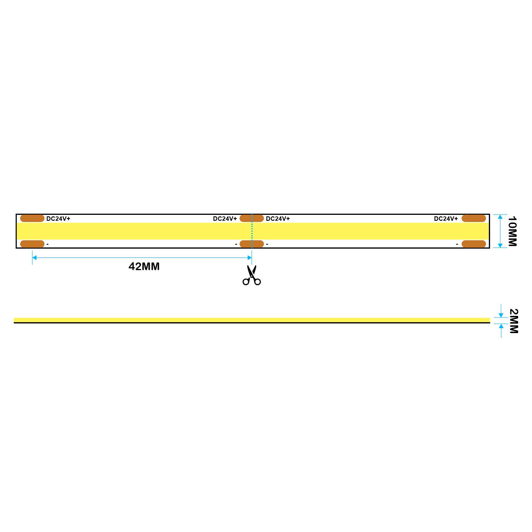 G.W.S LED Wholesale LED Strip Lights 10mm Wide 24V 5M Seamless COB LED Strip Light 384 LEDs/M