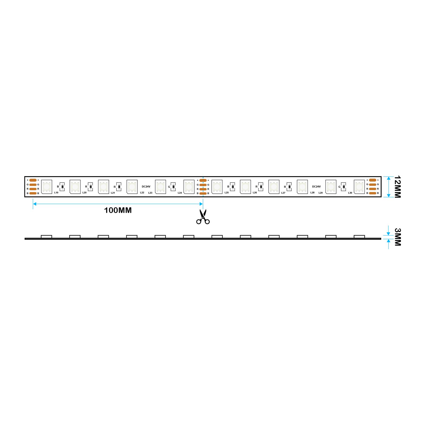 G.W.S LED Wholesale LED Strip Lights 20M / RGB LED 5050 Strip Light, 20M Reel, IP20, 24V, 60 LEDs/M, RGB