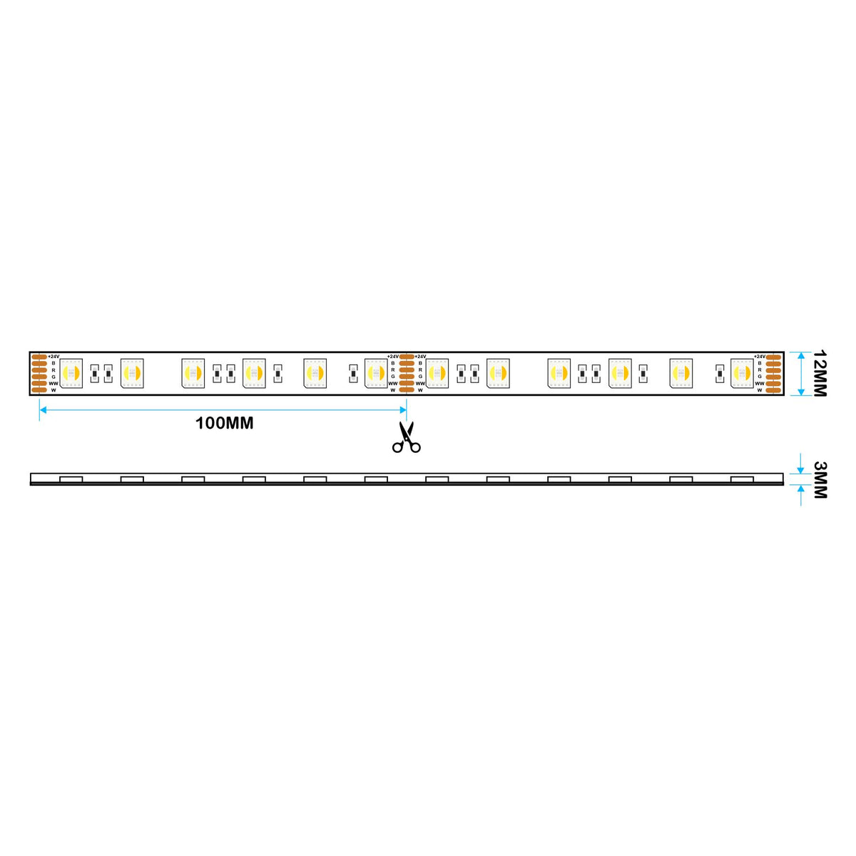 G.W.S LED Wholesale LED Strip Lights 5M / RGB+CCT LED 5050 Strip Light, 5M Reel, IP44, 24V, 60 LEDs/M, RGB+CCT