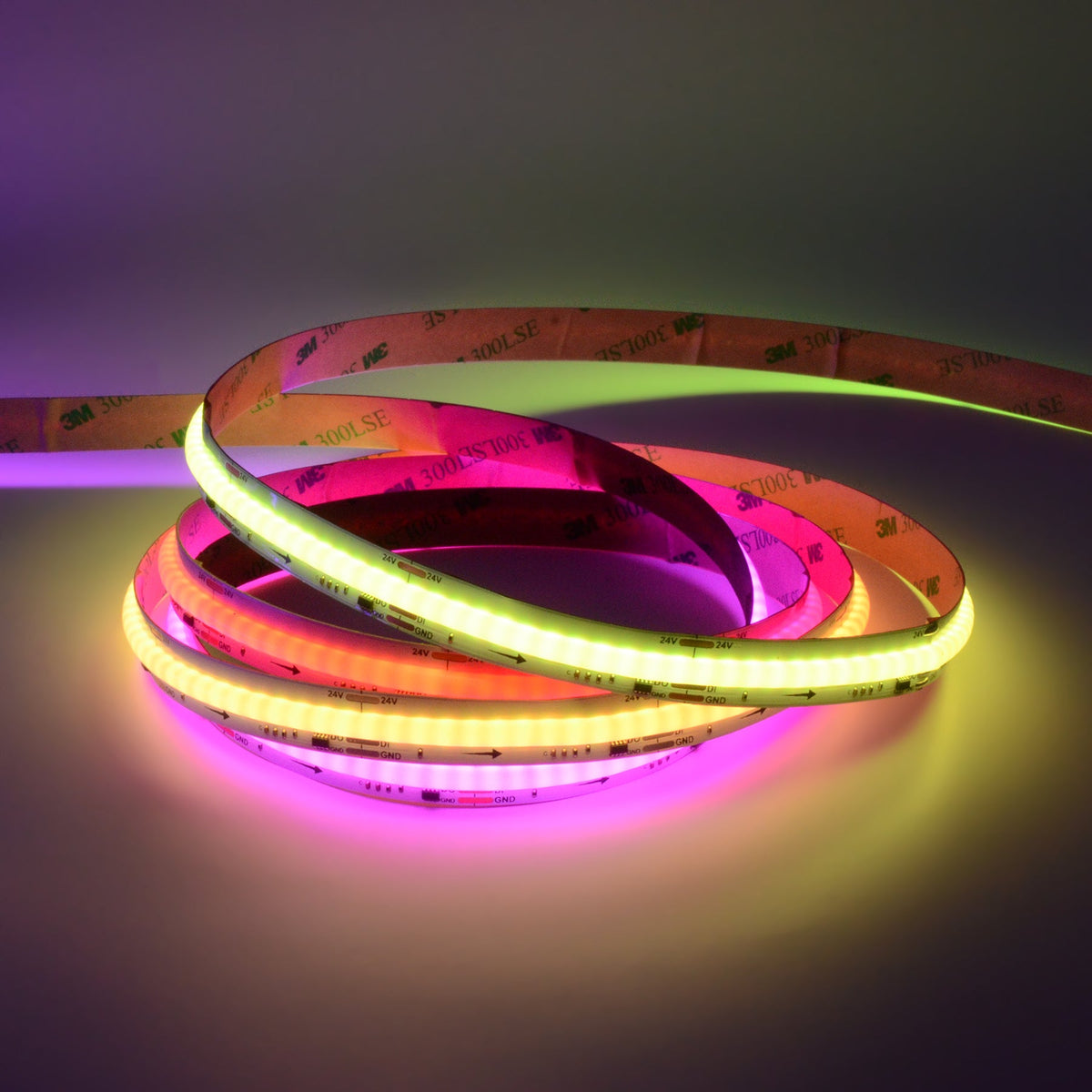 G.W.S LED Wholesale LED Strip Lights 5M / SPI RGB LED COB Strip Light, Seamless, 5M Reel, IP20, 24V, 12mm Wide, SPI Digital Pixel RGB, 32 Pixels/M