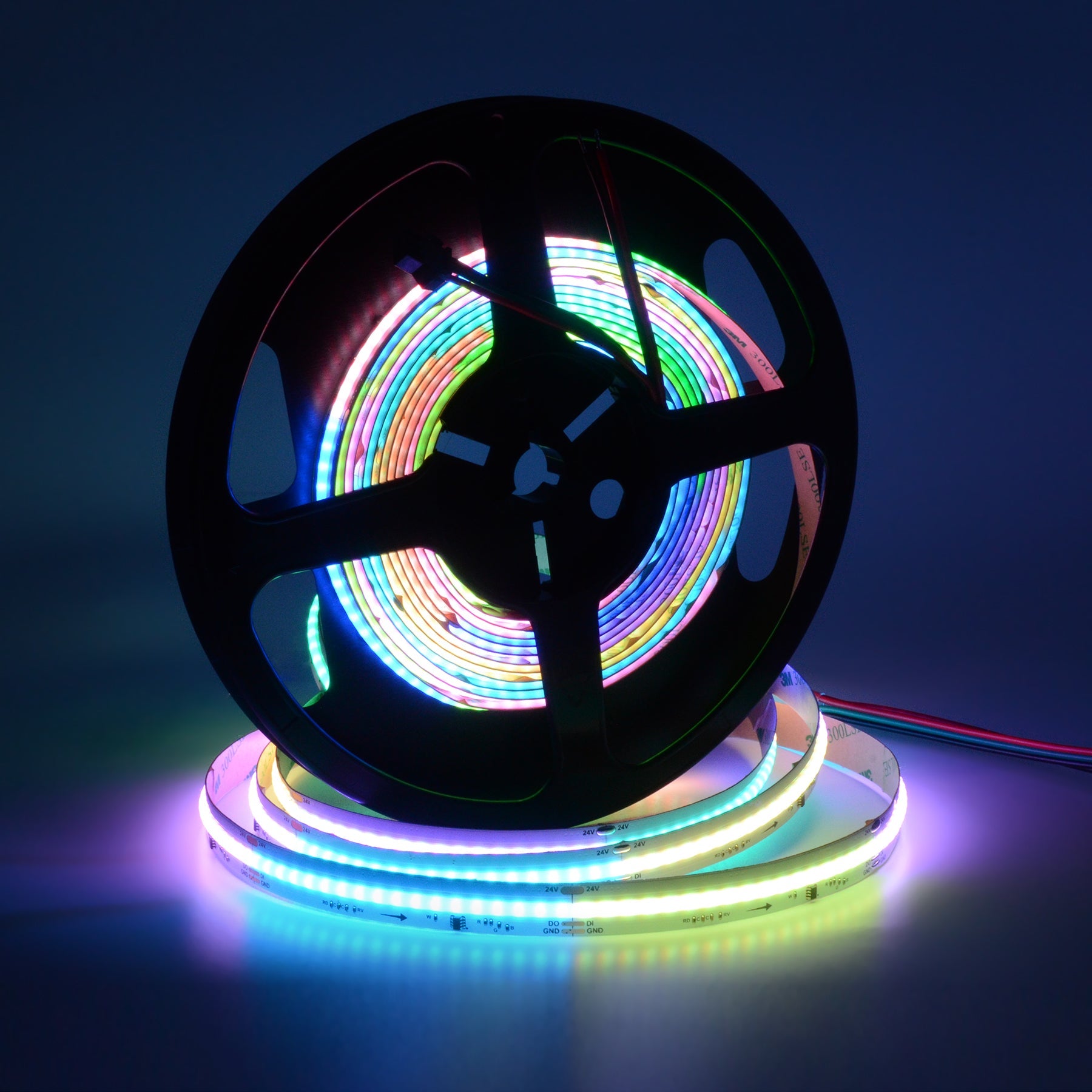 G.W.S LED Wholesale LED Strip Lights 5M / SPI RGBWW LED COB Strip Light, Seamless, 5M Reel, IP20, 24V, 12mm Wide, SPI Digital Pixel RGB+Warm White