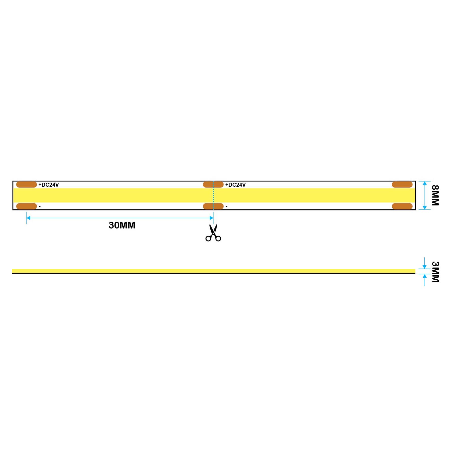 LED COB Strip Light Seamless 5M Reel IP20 24V 8mm