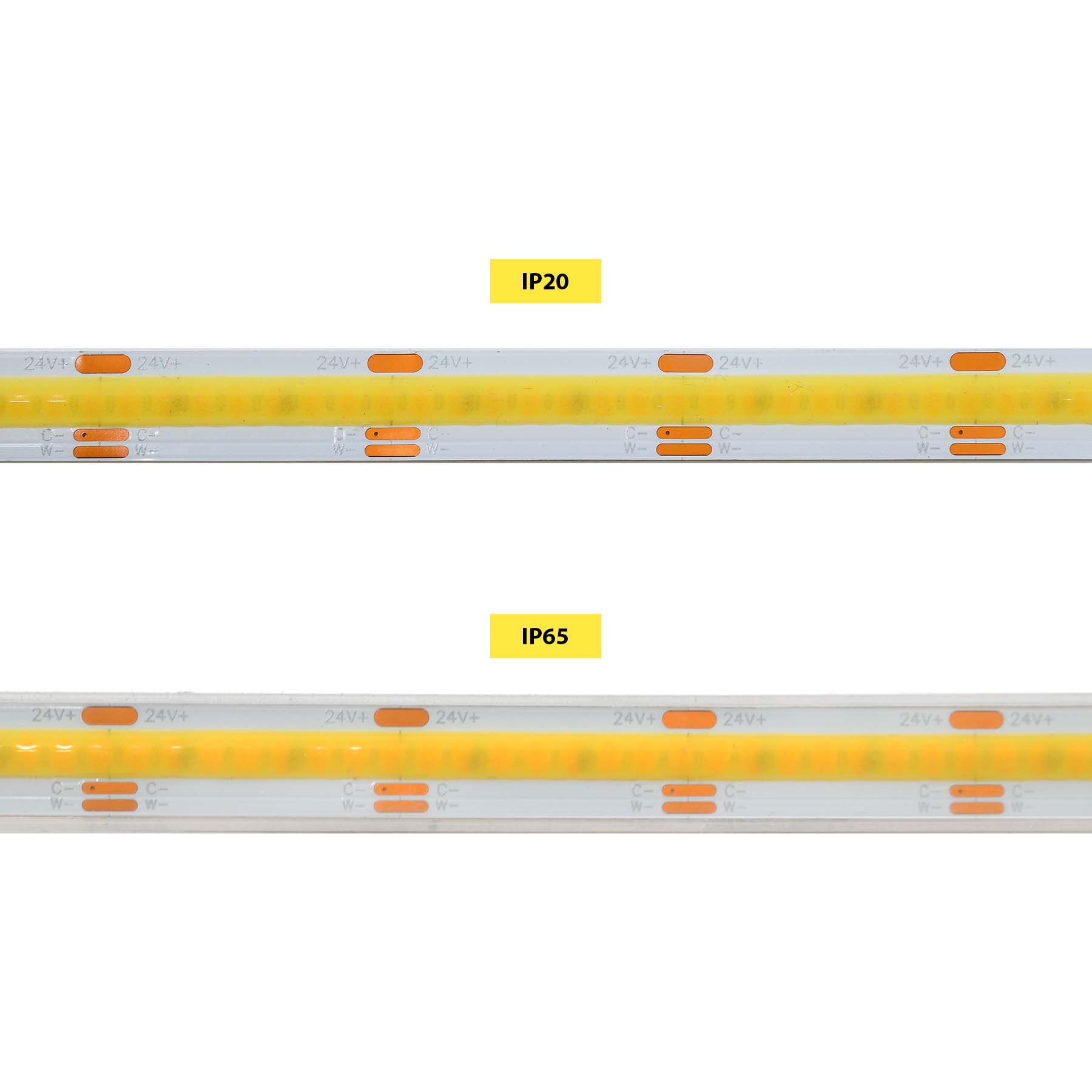 G.W.S LED Wholesale LED Strip Lights LED COB Strip Light, Seamless, 5M Reel, IP20/IP65, 24V, 10mm/12mm Wide, CCT