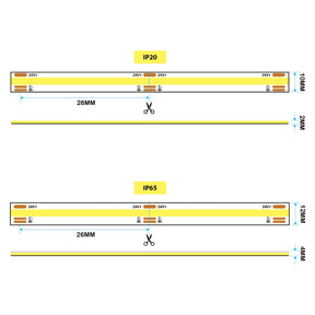 G.W.S LED Wholesale LED Strip Lights LED COB Strip Light, Seamless, 5M Reel, IP20/IP65, 24V, 10mm/12mm Wide, CCT
