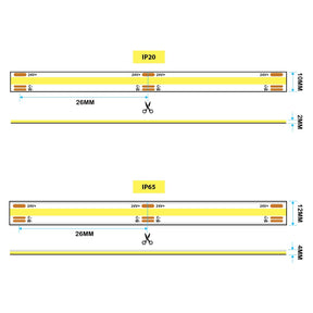 G.W.S LED Wholesale LED Strip Lights LED COB Strip Light, Seamless, 5M Reel, IP20/IP65, 24V, 10mm/12mm Wide, CCT
