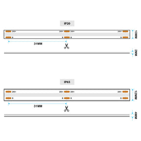 G.W.S LED Wholesale LED Strip Lights LED COB Strip Light, Seamless, 5M Reel, IP20/IP65, 24V, 10mm/12mm Wide, RGB
