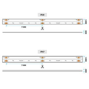 G.W.S LED Wholesale LED Strip Lights LED COB Strip Light, Seamless, 5M Reel, IP20/IP67, 24V, 12mm/14mm Wide, RGB+White