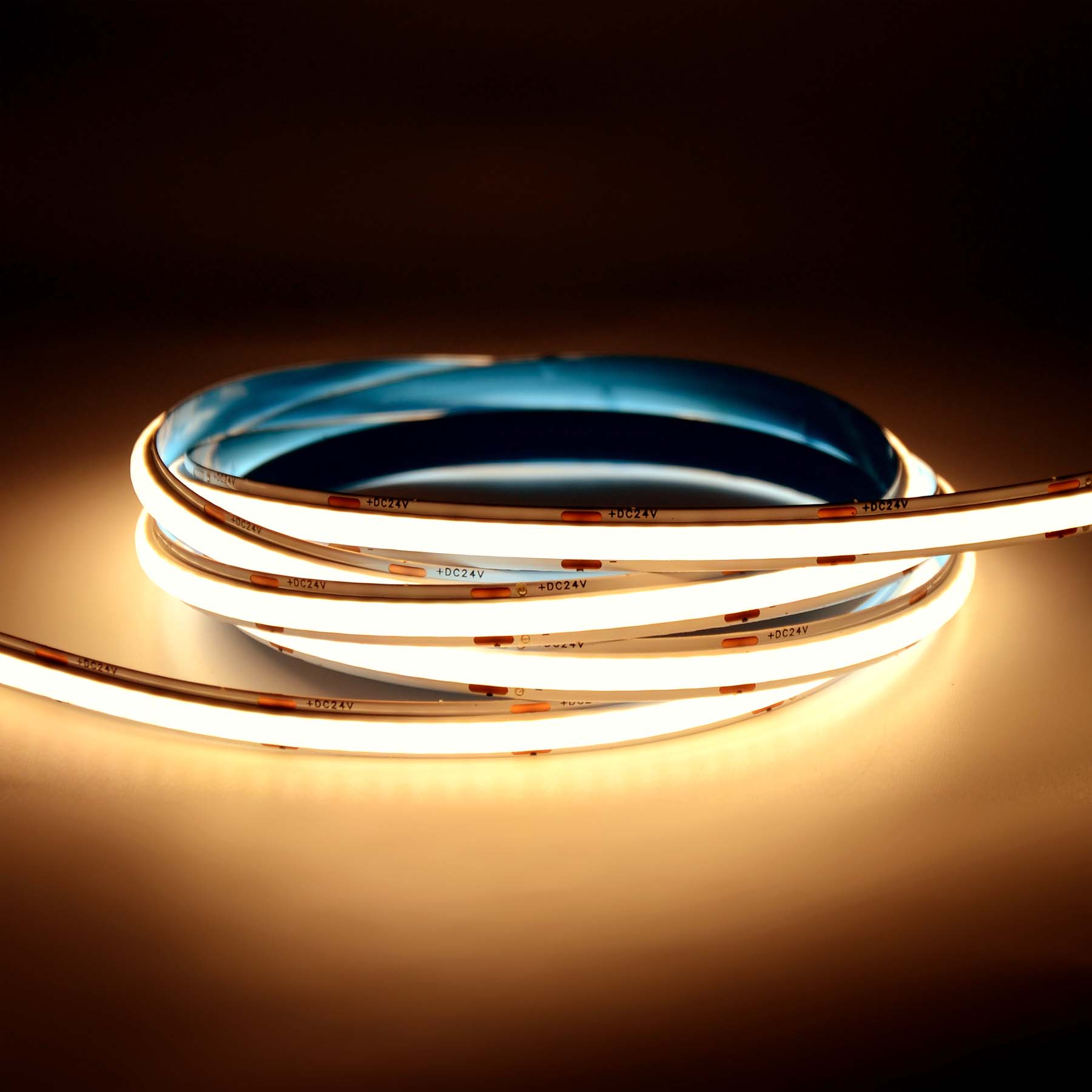G.W.S LED Wholesale LED Strip Lights Strip Only / 5M / Extra Warm White (2700K) LED COB Strip Light, Seamless, 5M Reel, IP20, 24V, 8mm Wide
