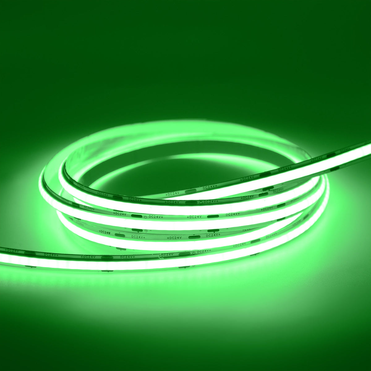 G.W.S LED Wholesale LED Strip Lights Strip Only / 5M / Green LED COB Strip Light, Seamless, 5M Reel, IP20, 24V, 8mm Wide