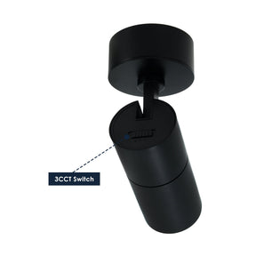G.W.S LED Wholesale Ltd. Black Dimmable LED Surface Mounted Spotlight 3CCT