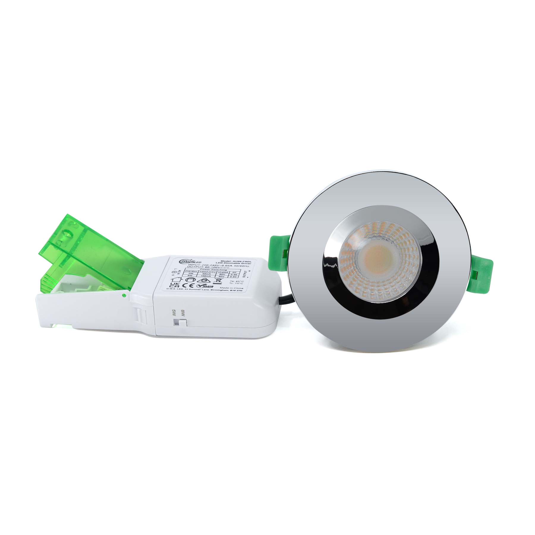 G.W.S LED Wholesale Ltd. Ceiling Light Fixtures Polished Silver / 1 Fire Rated LED Downlight Dimmable Dual Wattage 5W/8W 4CCT