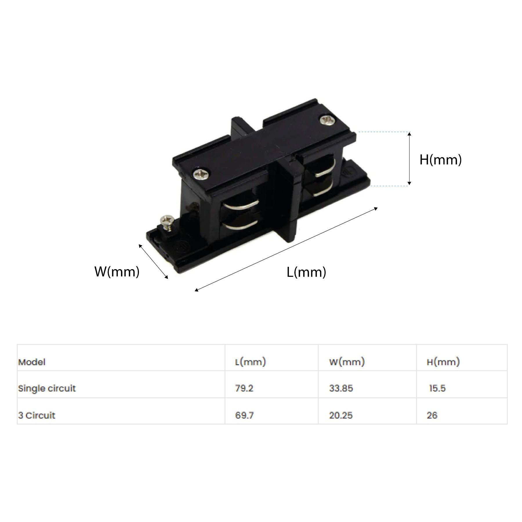 G.W.S LED Wholesale Ltd. Straight Connector For LED Track Light