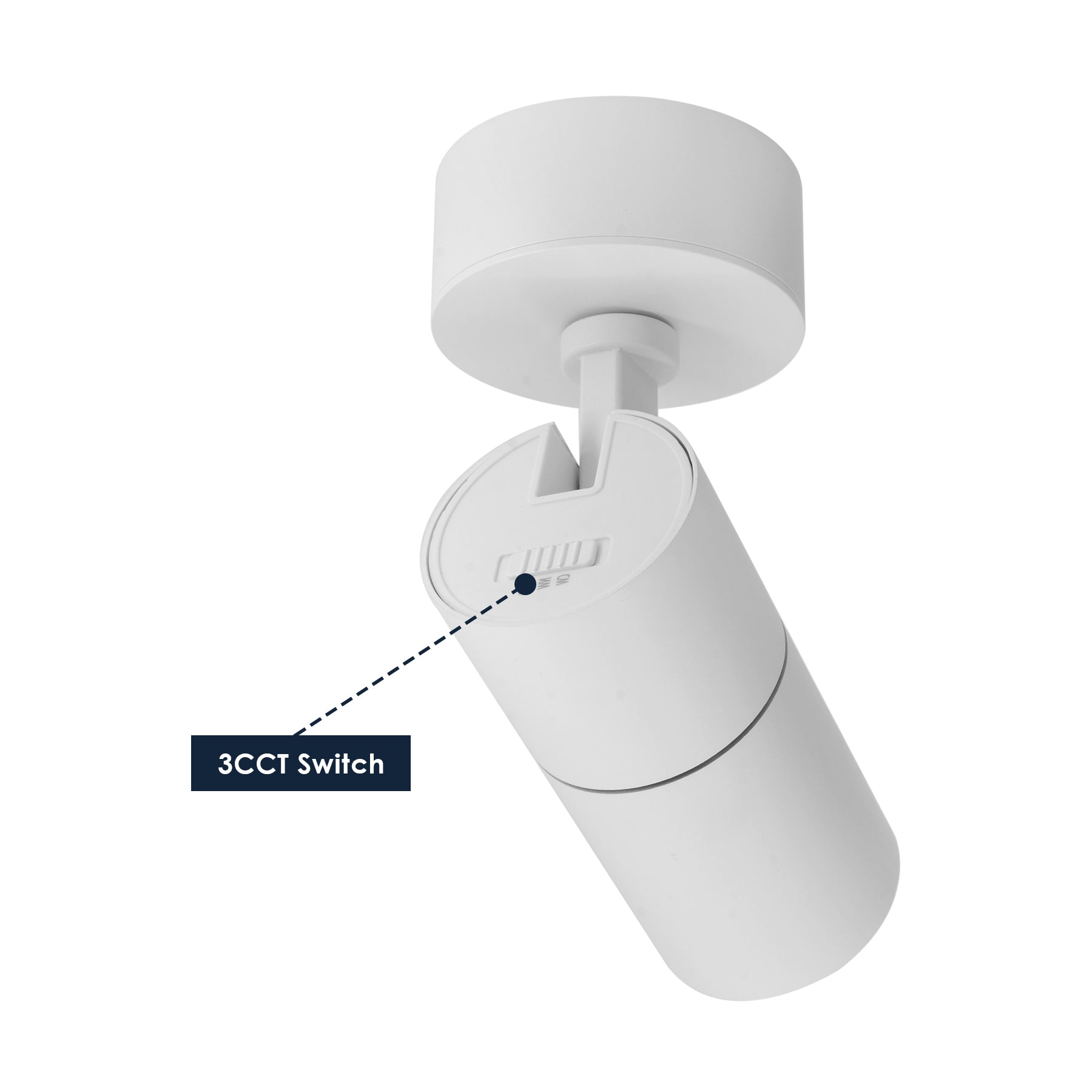 G.W.S LED Wholesale Ltd. White Dimmable LED Surface Mounted Spotlight 3CCT