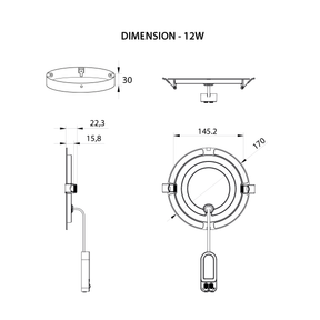 G.W.S LED Wholesale Recessed LED Panel Lights LED Slim Panel Light Round Surface Mounted 3CCT IP54