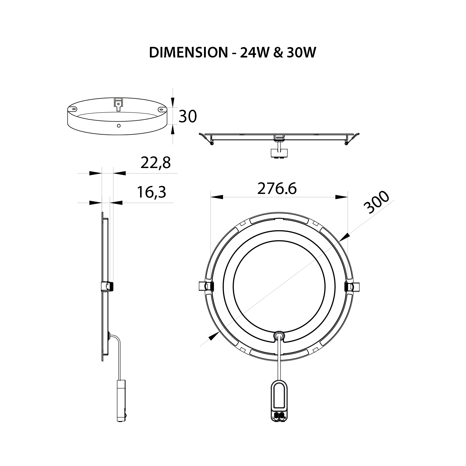 G.W.S LED Wholesale Recessed LED Panel Lights LED Slim Panel Light Round Surface Mounted 3CCT IP54