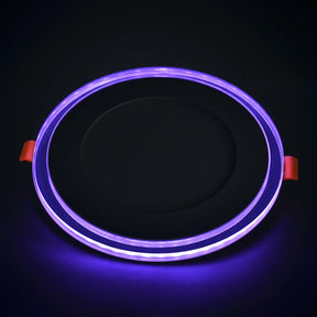 G.W.S LED Wholesale Recessed LED Panel Lights Recessed Round Chrome Mirror Purple Edge Lit LED Panel Light