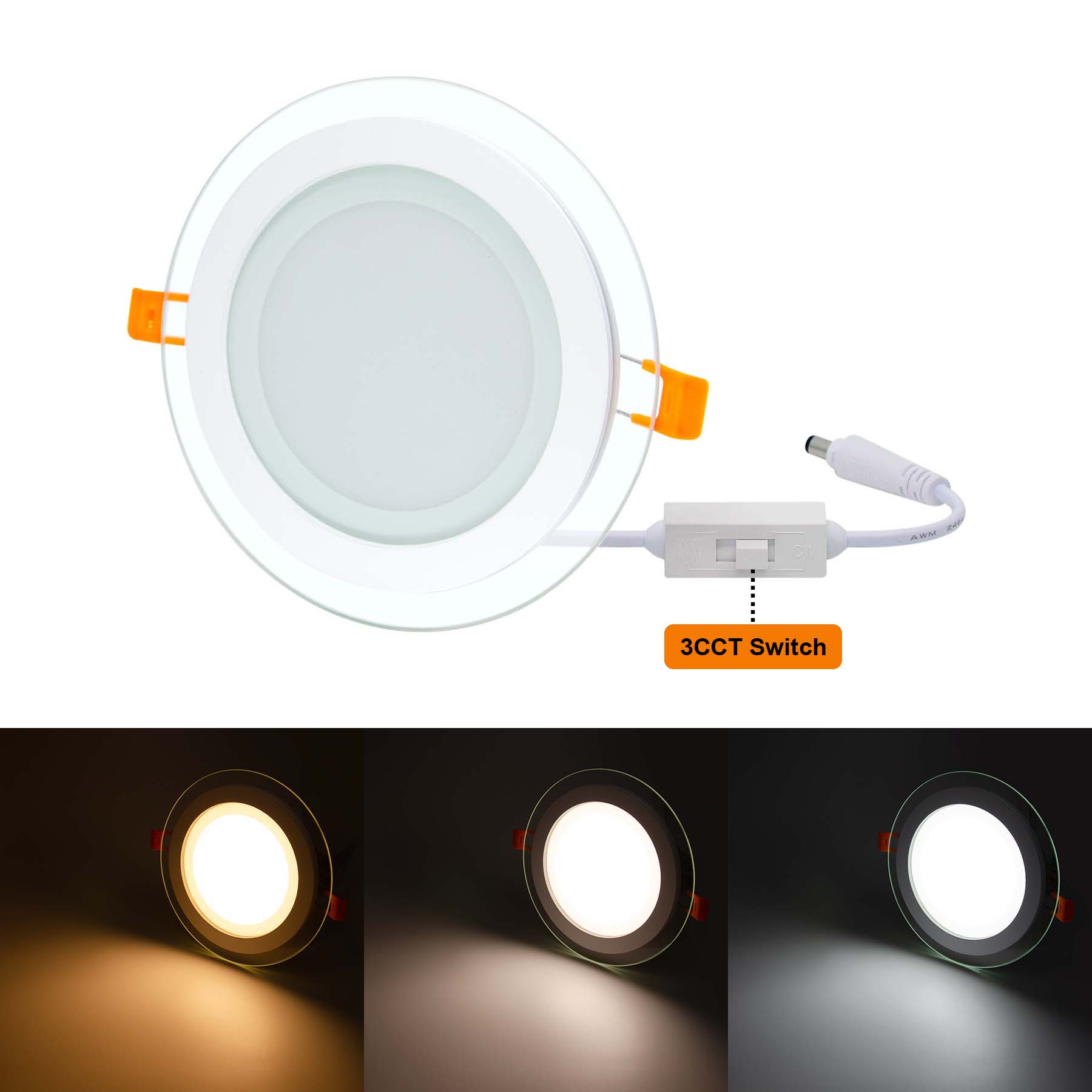 G.W.S LED Wholesale Recessed LED Panel Lights Recessed Round Crystal Glass Edge LED Panel Light