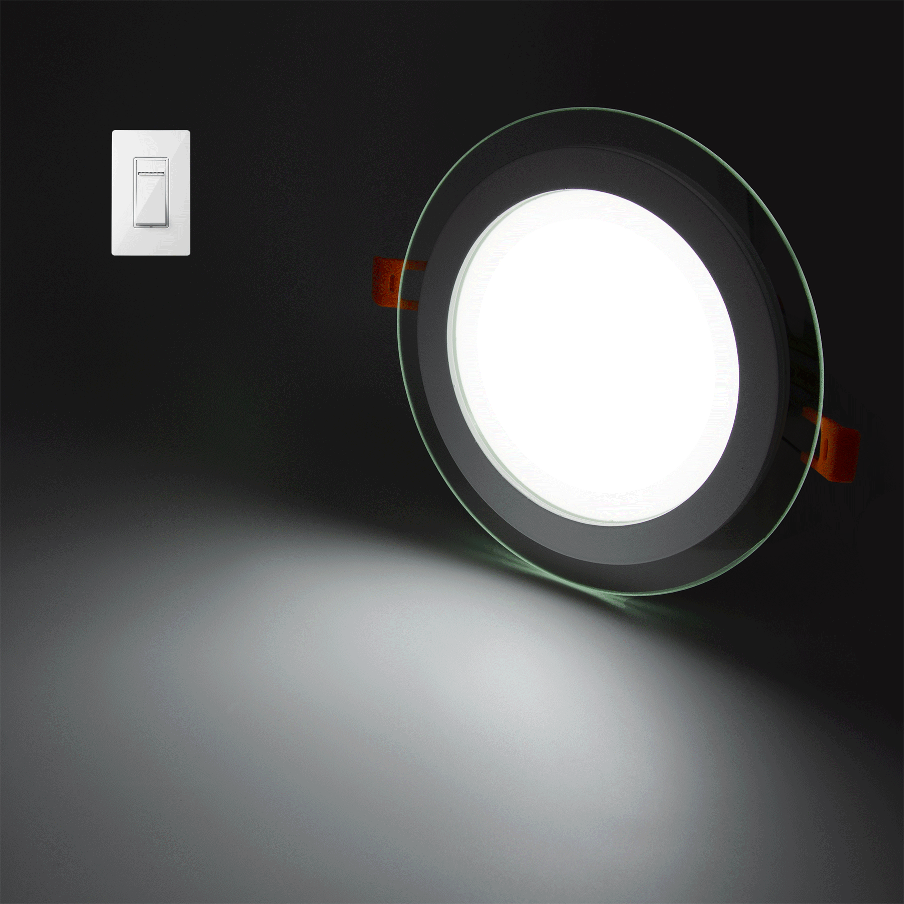 G.W.S LED Wholesale Recessed LED Panel Lights Recessed Round Crystal Glass Edge LED Panel Light Triple Cycles