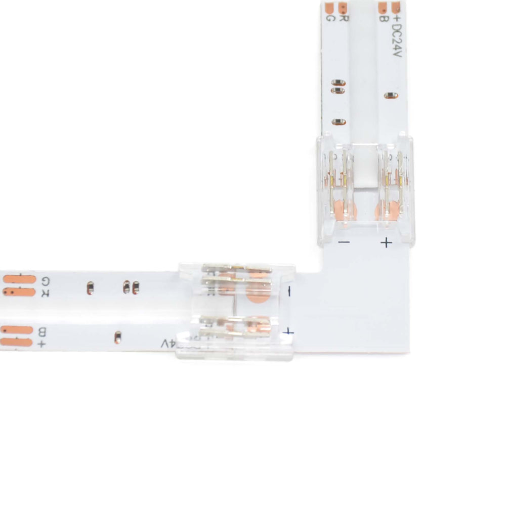 Led Receiver Shape 4 Pin Solderless L Shape Connector For RGB LED COB Strip Lights