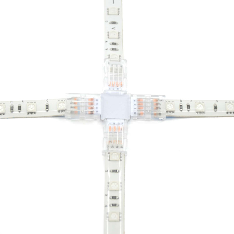 4 Pin Rgb Led Module 4 Pin Solderless X Shape Connector For RGB LED Strip Lights