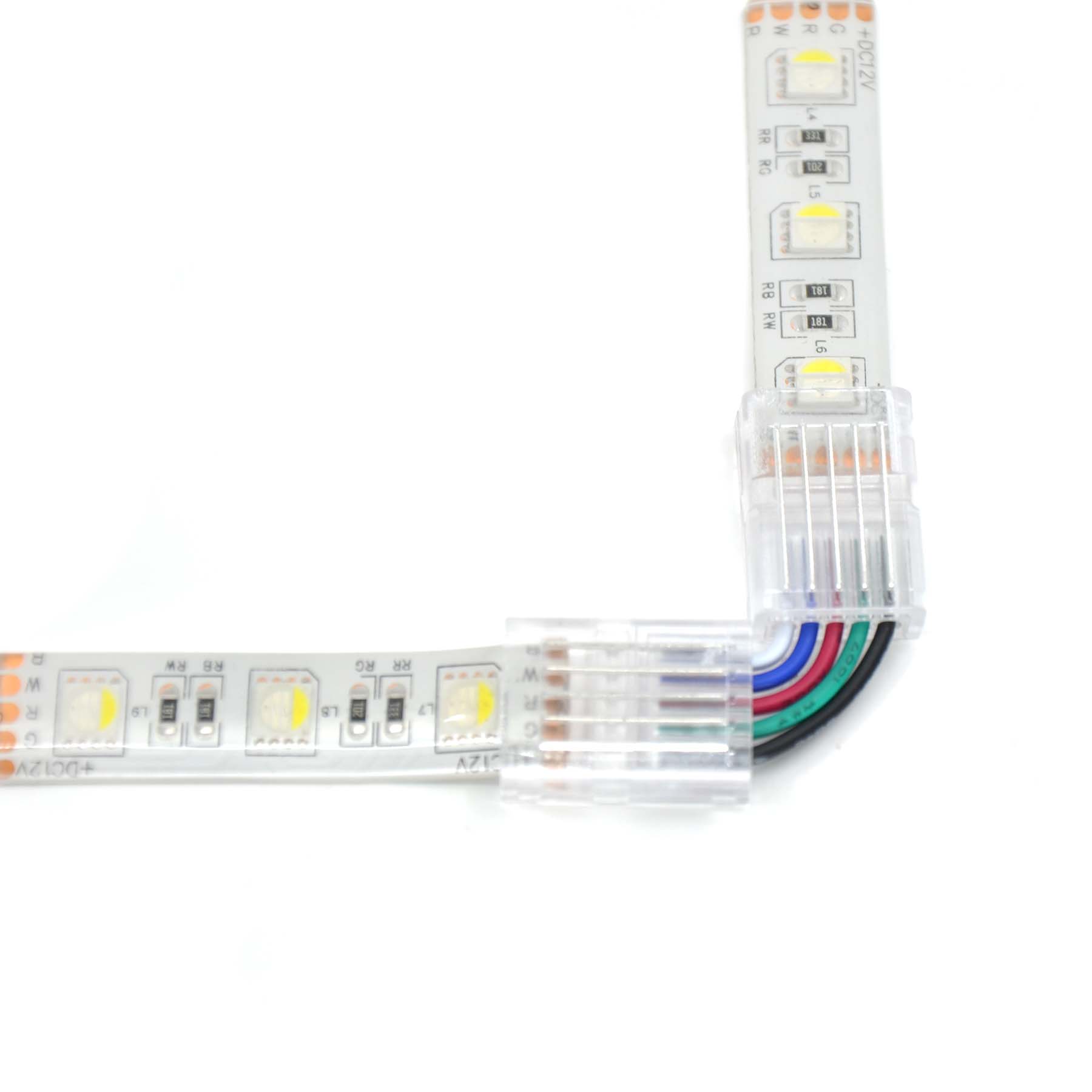 G.W.S LED Wholesale Strip Connectors 12mm / 5 Pin RGBW/RGBWW / 5 5 Pin L Shape Quick Fit Flex Connector For RGBW/RGBWW LED Strip Lights