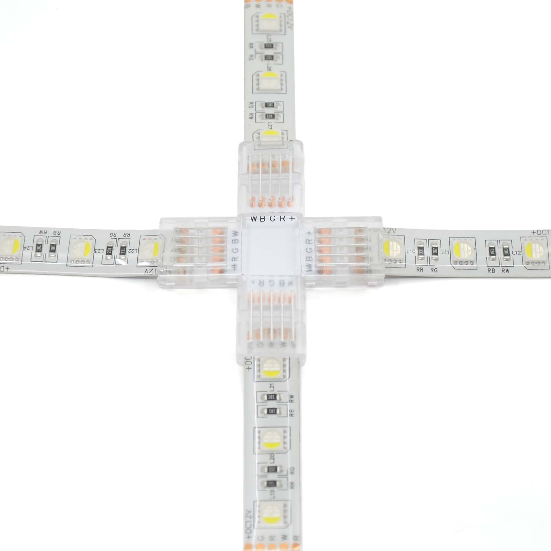 G.W.S LED Wholesale Strip Connectors 12mm / 5 Pin RGBW/RGBWW / 5 5 Pin X Shape Connector For RGBW/RGBWW LED Strip Lights