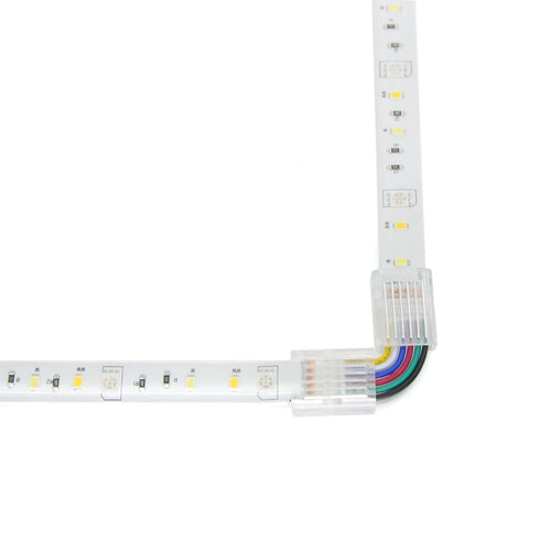 6 Pin Solderless L Shape Quick Fit Flex Connector For RGB+CCT LED Stri