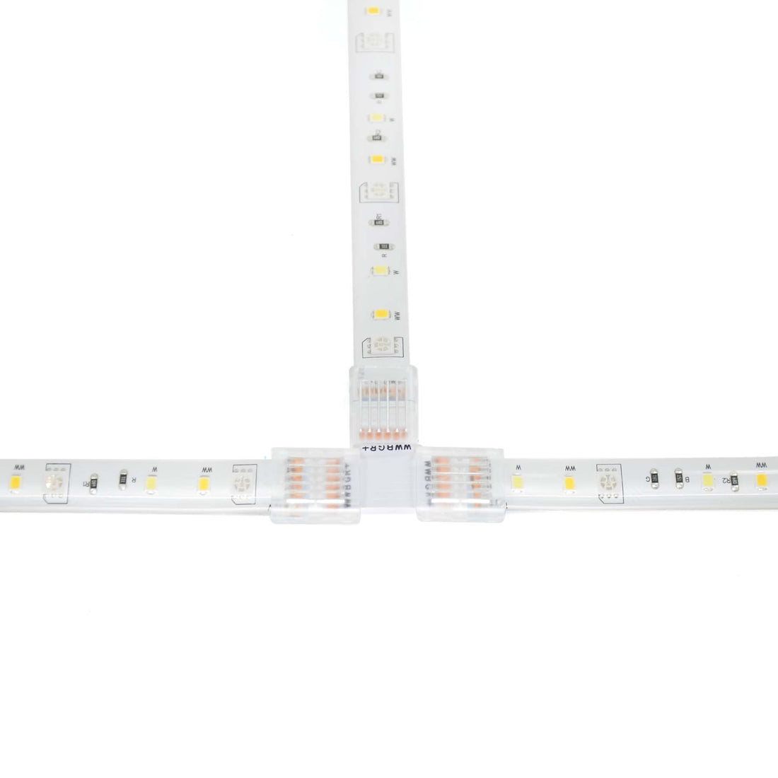 6 Pin Solderless T Shape Connector For RGB+CCT LED Strip Lights
