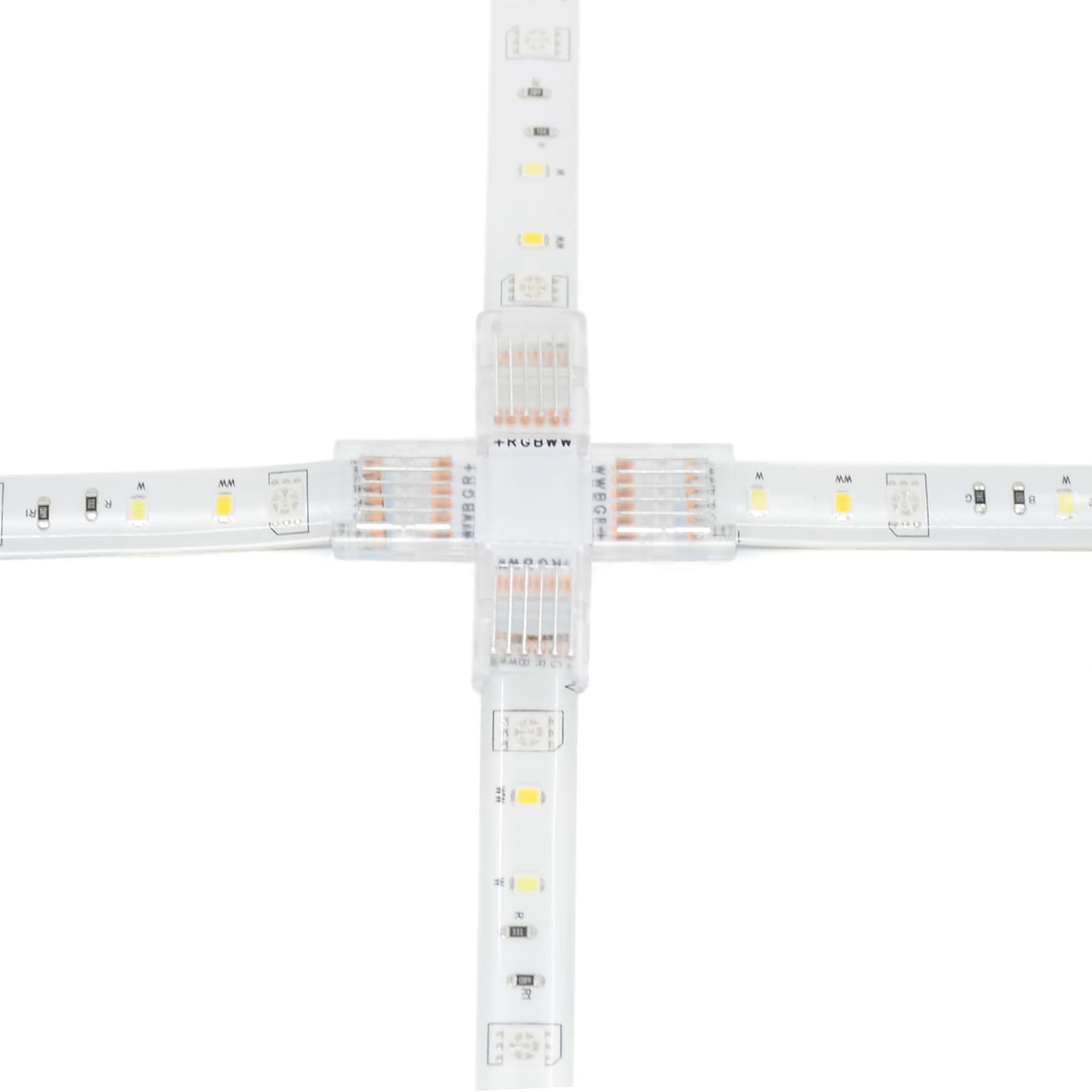 G.W.S LED Wholesale Strip Connectors 12mm / 6 Pin RGBCCT / 5 6 Pin X Shape Connector For RGBCCT LED Strip Lights