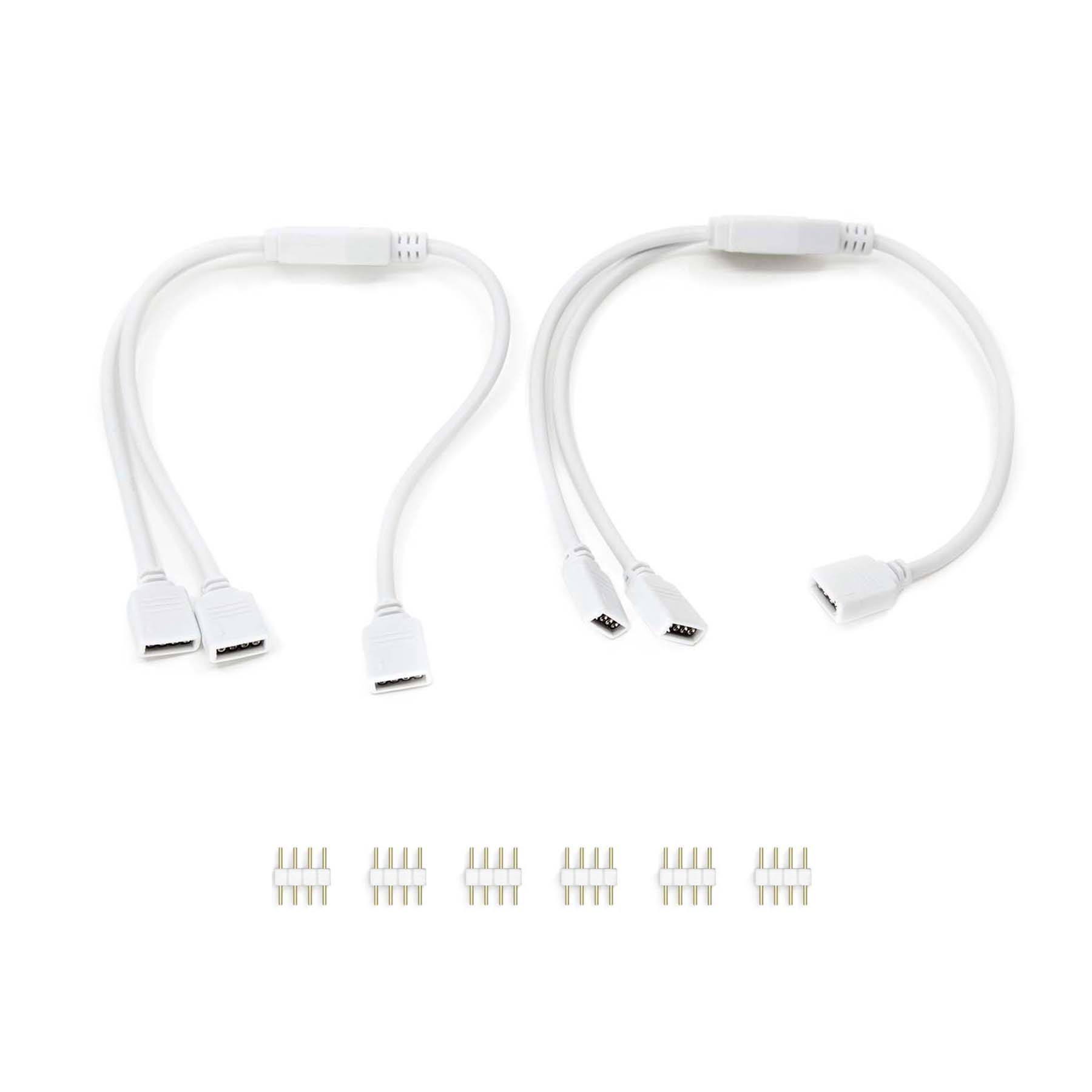 G.W.S LED Wholesale Strip Connectors 2 4 Pin 1 to 2 Ways Y Splitter Cable For RGB LED Strip Light